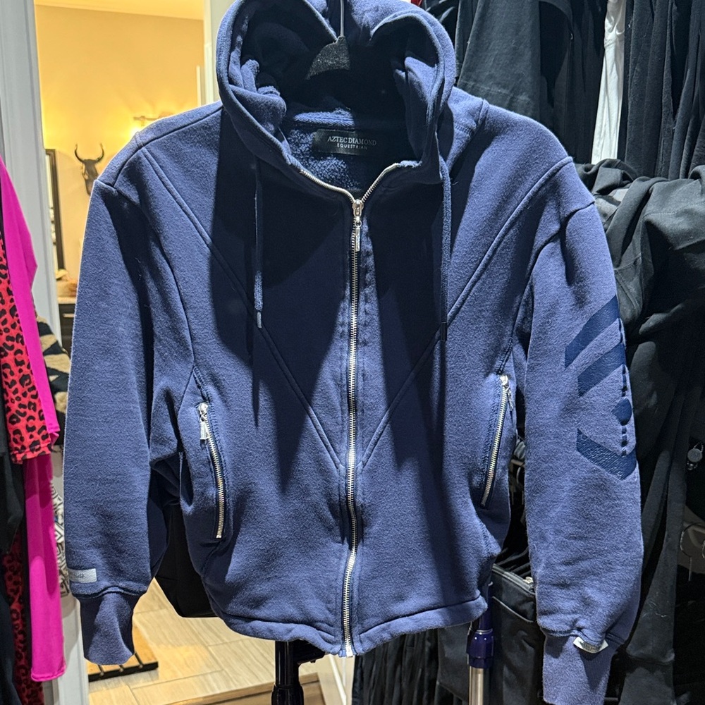 Aztec Diamond equestrian blue Zip-Up Hoodie size S